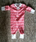 Hanna Andersson Baby Girl Zipper Pajamas 1 Piece PJ Pink Stripes Sz 50 0-6 Month
