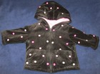Gymboree 6 12 Months Baby Girls Plush Winter Jacket Coat Black Pink Polka Dots