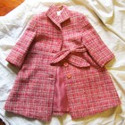 Adorable SARAH LOUISE England - Girls Coat TWEEDY BOUCLE Wool Blend Pinks 2 yrs