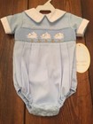 Little English Boy's Bunny Smocked Bubble Size 9 Months