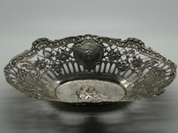 Alte .800 Silber Schale Obstschale Putten Blumen (416) 