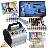 AIRBRUSH NAIL NAILART KOMPLETT SET KOMPRESSOR AIRBRUSHPISTOLE NAGELDESIGN FARBEN