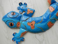 XL Gecko Bunt Eidechse Salamander Echse Wanddeko Metall Wandschmuck Gartendeko 