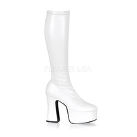 Demonia Slick-100 Overkneestiefel Weiß SLI100/W/PU