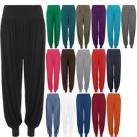 Neu Übergröße Damen Schlicht Voll Lang Elastisch Damen Harem Hose 16 - 26