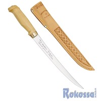 Finnisches Filetiermesser, Klinge 23 cm, Holzgriff, Lederscheide, 903023