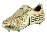 Trophäe goldener Fußball-Schuh 130 x 55 mm inkl.Beschriftung