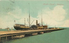 Vintage Postcard Muelle Fiscal VeraCruz Mexico transport ship at dock