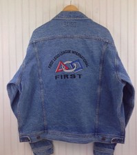 Lee Denim Mens XL Jean Jacket Embroidered First Lego League International