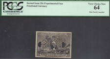 25 Cent Fractional=Experimental Face=Second Issue=Pcgs Very Choice New 64