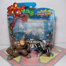 Marvel Super Hero Squad Figure 2 Pack Opened- Rhino & Silver Armor Spider-Man