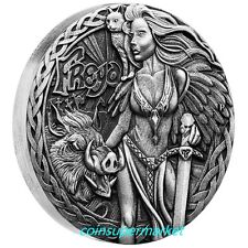 Australia 2017 Tuvalu Norse Goddesses Freya 2oz Silver Antiqued High Relief Coin
