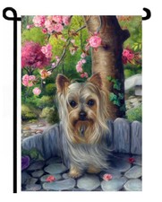 Yorkie Garden Flag Dog Art Yorkshire Terrier by Brooke Faulder oil painting