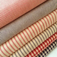 Cottage Chic Yarn Dyed Woven Ticking Stripe & Gingham Check 100% Cotton Fabric