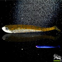 NEUHEIT 2016 Stint reloaded gerippt, 2 Stück Gummifisch 10cm Fluo UV Zander No12