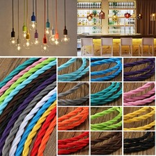 1m Vintage Colored DIY Twist Braided Fabric Flex Cable Wire Cord Electric Light