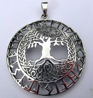 Sterling Silver (925)  Tree Of Life With Rune Writing  Pendant   !!    New !!