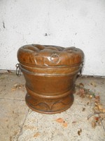 großer Kupferkessel mit Deckel - für Kaminholz und danach für die Asche 