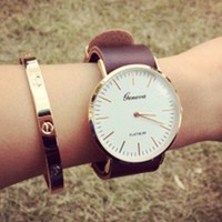 Geneva Herren Uhren Ultra-dünn Ledergürtel Klassisch Analog Quarz Armbanduhr Neu