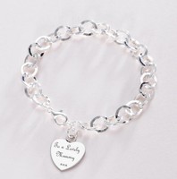 Armband mit Gravur auf Herz/Rund Charm,Verpacktes Geschenk,Graviert Schmuck