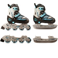 Kinder Inliner und Schlittschuhe 2 in 1 Gr. 27 28 29 30 Skater (blau) ABEC 5