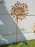 Edelrost Gartenstecker Beetstecker Sonne 147cm 1.5mmGartendeko Metall Eisen Rost