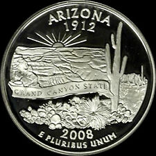 2008 S 90% Silver Arizona State Quarter Deep Cameo Gem Proof No Reserve