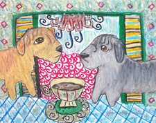 Glen Of Imaal Terrier Drinking Coffee Outsider Folk Dog Art Print 8 x 10 Signed