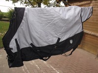 Turnoutdecke, Regendecke, Weidedecke, 300gr. Füllung, eisblau/schwarz, Gr.145 cm