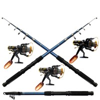 Angelset 3x Angelrolle SW50 + 3x Angelrute 2,70m Teleskoprute Gelagerterolle