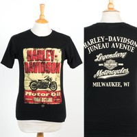 MENS HARLEY DAVIDSON BLACK PRINTED T-SHIRT MILWAUKEE WISCONSIN MOTORBIKE XS