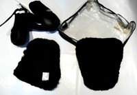 Neues Gamaschen Set echt Lammfell 4er Set -u.Neopreneinlagen Shetty in schwarz