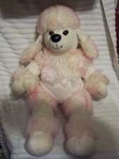 Build A Bear Pink Poodle 19" Fluffy Dog Retired & Hard To Find Pink & White