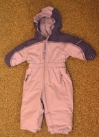 REI TOTS Infant 12 Months One Piece Hooded Fleece Lined Snowsuit Purple EUC