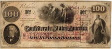 1862 $100.00 Confederate States of America "Negroes Hoeing Cotton" T-41-316A Xf