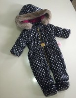 Infant Baby Girl Juicy Couture Polka Dot Fur Hooded Cover Snowsuit Coat 0-3 M