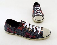 Sneaker Skechers Halbschuhe Schnürer Textil blau geblümt Gr. 41 