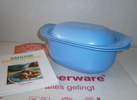 Tupperware neu Backofen, UltraPlus 3,0-l-Kasserolle + Kochbuch, oval, blau OVP