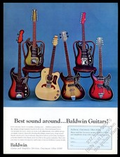 1966 Baldwin electric guitar 6 models color photo vintage print ad
