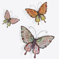 WAND BILD DEKO METALL SCHMETTERLING GARTEN DEKORATION TERRASSE WOHNRAUM SCHMUCK