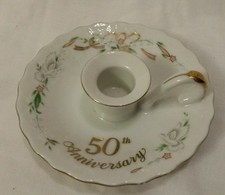 1984 Lefton Figurine:50Th Anniversary Candle Holder-Sgd Joe Z Lefton