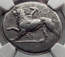 SIKYON 431BC NGC Certified Stater Ancient Silver Greek Coin CHIMERA Dove i58853
