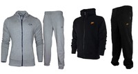 NEW MENS NIKE GREY AND BLACK HOODED FULL TRACKSUIT JOGGERS S - XL HOODIE PANTS
