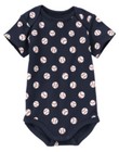 GYMBOREE BRAND NEW BABY NAVY w/ BASEBALLS A/O BODYSUIT Preemies 0 3 6 12 18 NWT