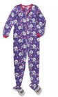 One Piece Fleece Pajama Footed Sleeper, Girl Child Purple Raccoons XLarge