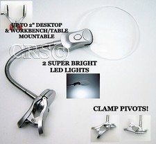 Led Light Lamp Magnifier Magnifying Table Desk Bench Up Clamp Clip To 2" Thick