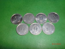 - Japan - 7 " 1 Yen " Coins - 1982-1994 - Small - Aluminum.# 7Ax