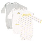 LUVABLE FRIENDS 3 PACK RIB KNIT COTTON BABY INFANT GOWNS UNISEX 0-6 MONTHS OWLS 