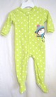 GIRLS 24M WILD GREEN POLKA DOT LARGE CUTE BEAR ZIP UP FOOT SLEEPER NWT CARTERS