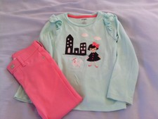 Gymboree Posh and Playful 3T/4T Outfit Girl City Poodle Dog Top + Coral Jeggings